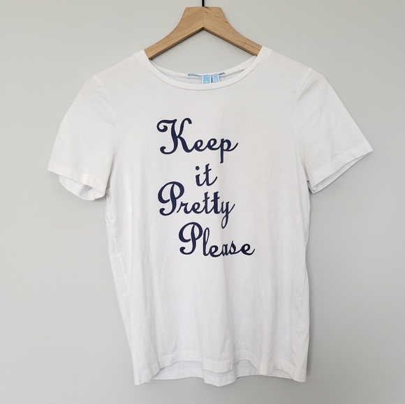 Draper James Keep it Pretty Please White Cotton Graphic Tee Size M - Picture 6 of 6